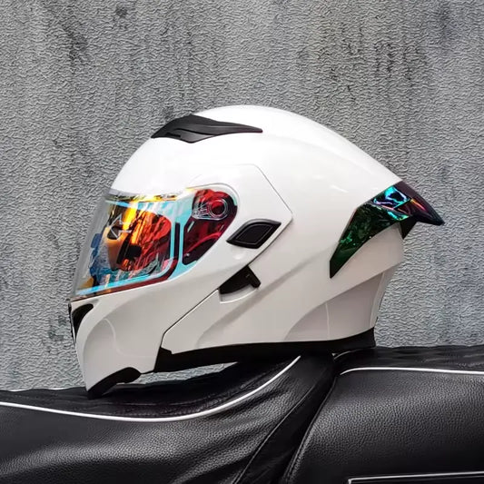 DDS Helmet with Two Visor – Total Protection White Gradient