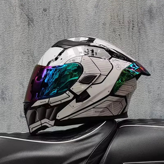 DDS Helmet with Two Visor – Total Protection White Gradient