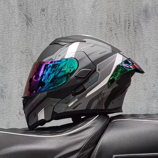 DDS Helmet with Two Visor – Total Protection Grey Gradient